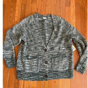 Wonderly Sweater Womens Plus Size 1X Space Dye V-Neck‎ Cardigan Button Front NWT